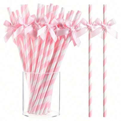 Multi-Color Striped Paper Straws, Fresh Green, Soft Pink, Light Blue, Purple, Gold Luxury Color Scheme, Suitable For Weddings, Parties, Birthdays, Afternoon Tea, Coffee, Juice Drinks, Home Dessert Bar, Cafe Commercial Use, High-Quality Straws