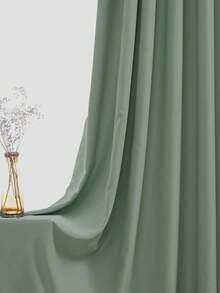 2片装遮光窗帘，适用于客厅、阳台、餐厅、卧室、家庭和办公室，带金属环，安装简便。 - 橄欖綠 - 查看 4