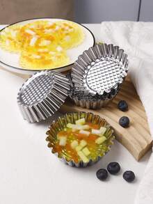 6件套可重复使用迷你挞模，加厚430不锈钢材质，圆底花形杯，抗氧化耐用，不粘易脱模清洗，适用于烘焙挞、布丁、派等，家用烤箱适用，时尚甜点杯，生日派对、开斋节、婚礼、返校季必备厨房烘焙工具 - 彩色 - 查看 11