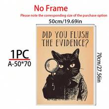 1张“你把证据冲走了吗?”趣味猫咪浴室海报。复古黑猫厕所墙饰。家居装饰,房间装饰。房间装饰美学,可选画框 - 1pc - 查看 16