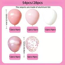54pcs/28pcs Balloon Set 10inch/12inch White, Macaron Pink, Pastel Pink, Metallic Pink, Pink Foil Sequin Balloons, Latex Balloon Set, Suitable For Anniversary, Wedding Decoration, Photo Backdrop, Birthday Decoration, Bridal Shower, Theme Decoration, Indoor Decoration, Proposal Ceremony - Multicolor - View 8
