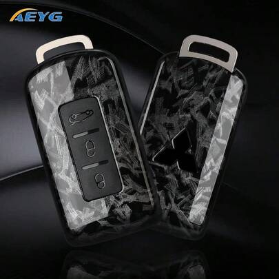 Vỏ bọc chìa khóa xe hơi bằng nhựa ABS kiểu sợi carbon, bền chắc, phù hợp với chìa khóa thông minh Outlander, Lancer, Eclipse, Mirage.