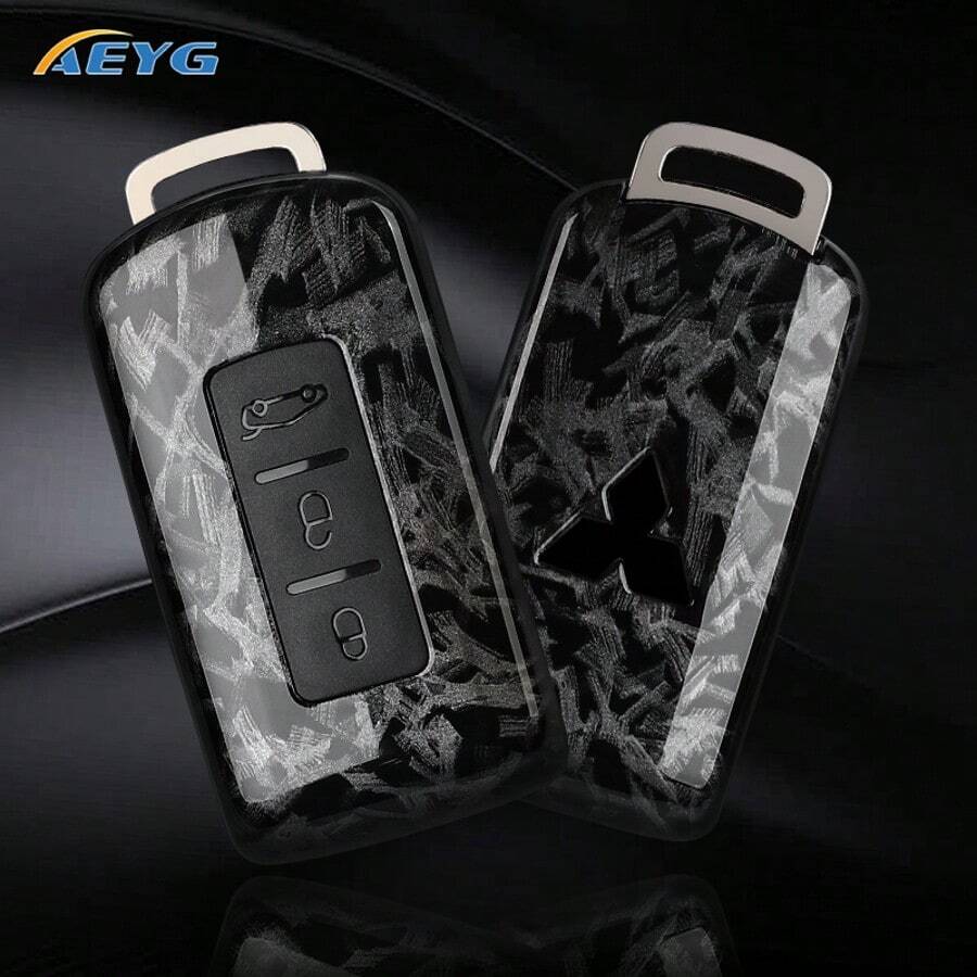 Vỏ bọc chìa khóa xe hơi bằng nhựa ABS kiểu sợi carbon, bền chắc, phù hợp với chìa khóa thông minh Outlander, Lancer, Eclipse, Mirage. - Mitsubishi A - Xem 1
