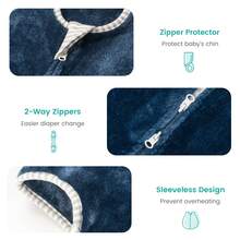 1,5 TOG Flanell Baby Schlafsack, warme Säuglingsdecke zum Anziehen, geeignet für alle Jahreszeiten - Marineblau - Übersicht 4