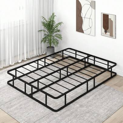  COSTWAY King Size Metal Bed Frame With Metal Slat Support, Black