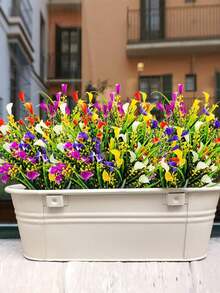 10pcs Outdoor Calla Lily Artificial Flowers, UV-Resistant Plastic Material, Colorful, Suitable For Home Garden, Planters, Porch, Window Box Decor, Indoor/Outdoor Spring Decoration, Garden Decor (Multi-Color) - Multicolor - View 3