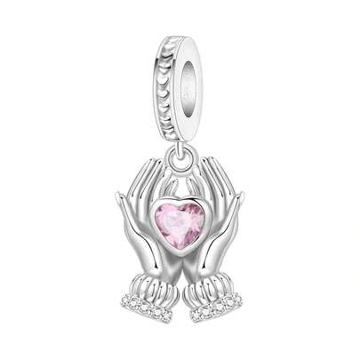 CYMYSS 1pc Elegant Romantic 925 Silver Plated + Cubic Zirconia Embedded Double Heart Pendant, Couples Jewelry Gift Suitable For Valentine's Day/Anniversary/Birthday