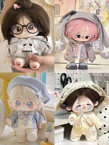 Bộ sưu tập quần áo búp bê 20cm, bộ áo nỉ dễ thương, bộ quần áo tai thỏ dễ thương, quần áo búp bê để chơi, đồ chơi dễ thương, quần áo cho thú nhồi bông, quà tặng tiệc tùng, quà sinh nhật (Không bao gồm búp bê) - Ngôi sao - Xem 1