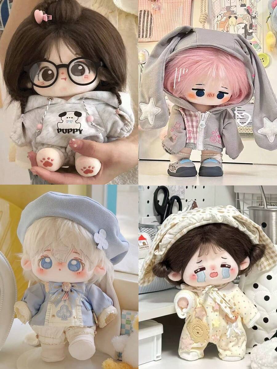 Bộ sưu tập quần áo búp bê 20cm, bộ áo nỉ dễ thương, bộ quần áo tai thỏ dễ thương, quần áo búp bê để chơi, đồ chơi dễ thương, quần áo cho thú nhồi bông, quà tặng tiệc tùng, quà sinh nhật (Không bao gồm búp bê) - Ngôi sao - Xem 1