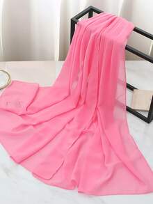 Khăn choàng/khăn quàng cổ bằng vải chiffon màu trơn dành cho nữ - Hồng - Xem 3