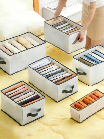 1pc Foldable Drawer Storage Basket, Compartment Organizer Box For Leggings, With Grid Design, Sturdy Sorting Box For Clothes, Underwear And Towels, Space Saving For Travel, Home, Dorm, Bedroom, Closet, Nursery