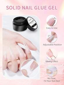 GLOZ Solid Nail Glue Gel: Extra Strong Gel Nail Glue For Press On Nails & Fake Tips Long-Lasting Strong Adhesion Nails Glue For Acrylic Nails Clear 3D Gels For Nail Art Home Salon UV Light Cured - 1 Set - View 4