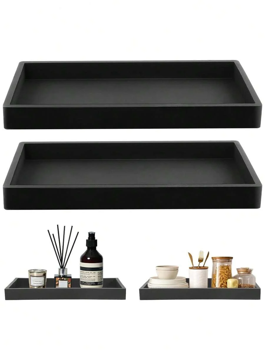 1pc/2pcs Decorative Rectangular Tray, Soft Silicone Storage Tray, Bathroom Vanity Toilet Tray, Best Birthday Gift, Plate, Kitchen Accessories, Kitchen Decor, Dining Table Fruit Tray, Graduation Gift