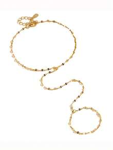 1 chiếc vòng tay bạc S925 siêu sáng bóng, kiểu dáng dây xích mảnh, nhẹ nhàng, sang trọng, thích hợp cho mạng xã hội. - Vàng - Xem 5