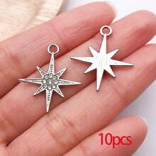 10/30个合金日月星辰吊坠，镶钻水晶太阳吊坠，金色星空吊坠，适用于DIY珠宝制作手链项链 - 彩色 - 查看 15