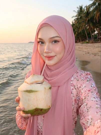 1pc Women's Solid Color Pearl Chiffon Soft Headscarf, Conservative Plain Color Long Scarf, Suitable For Middle Eastern Daily Use