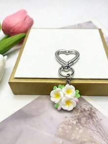 1个/5个装女士蛋形花三色紫罗兰树脂吊坠包包配件，钥匙扣粉色/白色/黄色/紫色/玫瑰粉色魅力汽车钥匙扣/手机/钱包/手提包/背包/三花DIY手机壳钥匙扣背包吊坠包包配件，夏季背包吊坠婚礼配件，钱包吊坠配件，女友生日礼物 - 明亮 - 查看 15