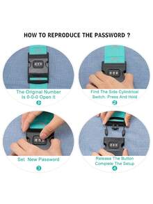 2条装交叉行李带，夜光打包带，可调节密码带，可拆卸一体式绑带 - 彩色 - 查看 3