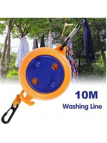 1pc Retractable Portable Clothesline With Hook, Adjustable Length Reel Design Suitable For Travel Camping Laundry, Compact Storage For Hotel Home Outdoor Use - Multicolor - View 8