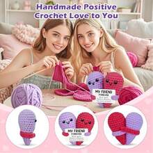 1 pieza Mejor amigo regalo de cumpleaños en forma de corazón a ganchillo, cesta de Pascua rellena para regalo de amistad a larga distancia, graduación, Día de la Madre, regalo de despedida para amigas, compañeras de trabajo, novia - Decoración hecha a mano linda - Multicolor - Ver 3