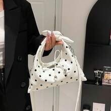 Polka Dot Dumpling Bag For Women, Fashionable Shoulder Bag, Minimalist Chic Crossbody Bag, Retro Sweet Handbag, Versatile Shoulder Bag - 白色 - 查看 3