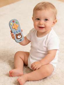 1pc Silicone Baby Teether Toy Remote Control Shape With Cute Bear Chew Teething Toy For Infants Babies Accessories - Multicolor - View 3