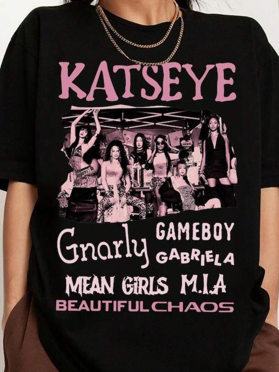 Katseye All Member Sweatshirt Katseye Beautiful Chaos World Tour Shirt Katseye Gnarly Shirt Gabriela Shirt Katseye Soft _7461881475 - 黑色 - 查看 1