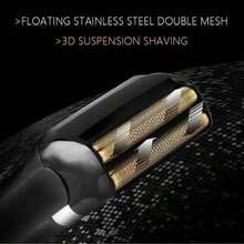 KM-2024 男士便携式电动剃须刀，专业胡须修剪器，USB充电式面部剃须刀，理发器，往复式剃须刀，送给男友和父亲的礼物（1 件装） - 黑色 - 查看 12