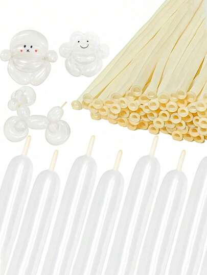 100个透明乳胶气球，细长型，适用于婴儿派对、儿童派对装饰、圣诞节、生日、婚礼庆典