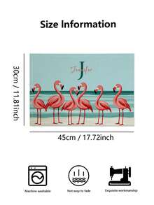 1pc Flamingo Design Personalized Placemats, Customizable Name, Heat-Resistant Kitchen/Dining Table Mats For Home, Party, Gatherings - Multicolor - View 2