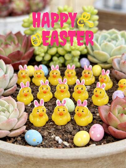 50/20/5pcs-Easter Resin Ducks, Easter Eggs Rabbit Duckies Mini Resin Ducks Bunny Rabbit Duckies Miniature Resin Animals Little Resin Ducks Easter Party Favors Tiny Duck For Garden Party Favors Desktop Ornaments Suitable For Adults Duck Yard Decorations Outdoor Ornaments Set Of 3, Resin Goose Sculpture Statue Front Porch Garden Decor For Outside Imitation Wood Carving, Funny Animal Decorations Fairy Craft Yart Art Decor