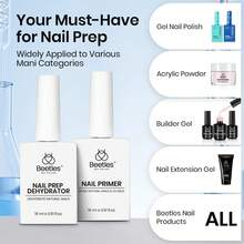Beetles 4 Pcs 15ml Gel Top Coat And Base Coat Set With Nail Dehydrator And Primer Professional Nail - Clear Base & Top Coat with Dehydrator & Primer - 查看 6
