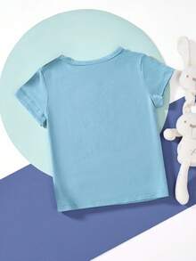 男童太阳系行星图案印花短袖T恤，夏季款 - 霧霾藍 - 查看 3