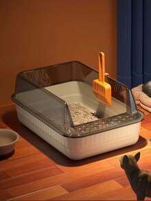 Semi-Enclosed Cat Litter Box + Cat Litter Scoop, Anti-Splash Cat Toilet, Cat Supplies, Cat Poop Box, Cat Litter Tray - 51.5*35*20 - View 8