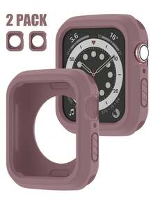 2pcs Soft & Flexible Outdoor Sports Silicone Watch Case Compatible With Apple Watch Ultra/Series 11/10/9/8/7/6/5/4/SE, 40mm/41mm/42mm/44mm/45mm/46mm/49mm, Unisex, Waterproof & Shockproof, Comfortable Touch, Easy To Wear, Smart Watch Protective Cover - Silicone Case - Smoky Purple - View 12