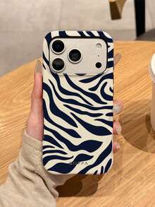 GIIPPA 1. 海军蓝和米色斑马纹设计手机壳，适用于 17 Pro Max，也适用于16 Pro Max、15 Pro Max、14 Pro Max，韩版时尚趣味手机壳，兼容11/12/13/14/15/16 Pro Max Plus，优雅设计男女皆宜，是圣诞节、情人节、复活节、婚礼季和生日送给女友的理想礼物 - 藍白色 - 查看 3