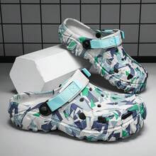 Dép xăng đan nam thoáng khí, nhẹ, chống trơn trượt, họa tiết rằn ri, thích hợp đi biển. - màu xám xanh - Xem 3