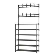 Multifunctional 5-Tier Shoe Rack With Coat Hooks, Entryway Storage Organizer - 查看 6