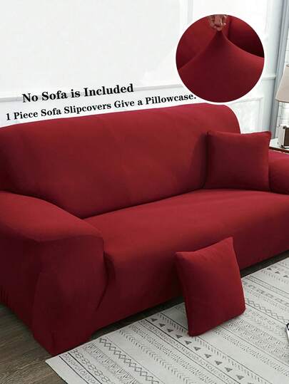 1pc Solid Color Universal Sofa Cover, Super Elastic With Stretchy Bottom And Anti-Slip Foam, Pet-Proof Washable Furniture Protector