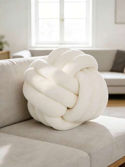 1pc Soft Pom Pom Decorative Throw Pillow, Handmade Fluffy Round Plush Cushion, Home Decor Accent Pillow For Sofa Bedroom Living Room, Home Decor, Party, Wedding, Easter