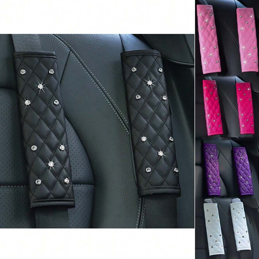 Bọc dây an toàn ô tô bóng, miếng đệm dây an toàn ô tô, vỏ đệm dây an toàn, ống bọc dây an toàn ô tô hình kim cương, phù hợp với hầu hết các loại xe Sedan/Xe tải/SUV. - A - Xem 1