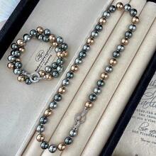 1件复古氛围12毫米莫兰迪混色仿珍珠项链，大珠拼接设计，百搭女士首饰，适合婚礼、音乐节和日常佩戴，是送给朋友和爱人的完美礼物。 - 圖片色 - 查看 22