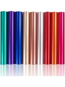 9pcs 12"X10" Matte Metal Vinyl Permanent, Permanent Adhesive Vinyl For Silhouette Cameo - 9 Metallic Color - View 1