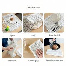 2条黑白棉质洗碗布，吸水性强，多用途厨房/茶巾 - 40*60cm - 查看 7