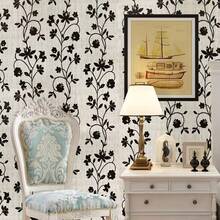 1卷黑色防潮垫，PVC蓝色花卉壁纸，尺寸为17.7英寸x39.3英寸/118.1英寸/196.8英寸，田园清新乙烯基可移除壁纸，适用于厨房橱柜抽屉、卧室、浴室、宿舍装饰 - 黑色 - 查看 12