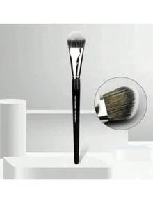 #47 Perfect Buffer Foundation Brush - Flawless Airbrushed Finish In Seconds! 1pc Cream Blush Angled Blush Makeup Brush Liquid Blush Makeup Tool - Black - View 1