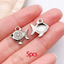 5/30 Peças Sortidas de Encantos de Animais Marinhos de Cristal e Strass, Tartaruga, Concha, Estrela-do-mar, Peixe, Pingentes Pendurados para Pulseiras, Colares, Brincos, Fabricação e Artesanato - Multicolorido - Visão 34