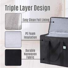 1 件大容量便携式隔热冷藏袋，3 层隔热，PVC 无纺布手提包，可保温/保冷食物 1.5 小时，易清洁铝制内衬，泡沫隔热，手柄 - 彩色 - 查看 13