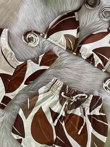 BIKINI SET WITH SHORTS, TRIKINI - 鏽棕色 - 查看 1