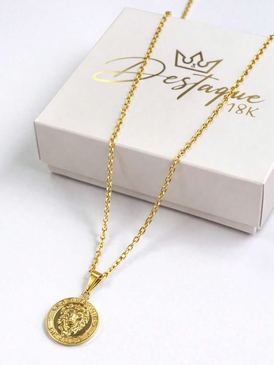 Men's 3mm 70cm Chain With Lion Of Judah Pendant, Premium 18k Gold Plated - 金色 - 查看 1